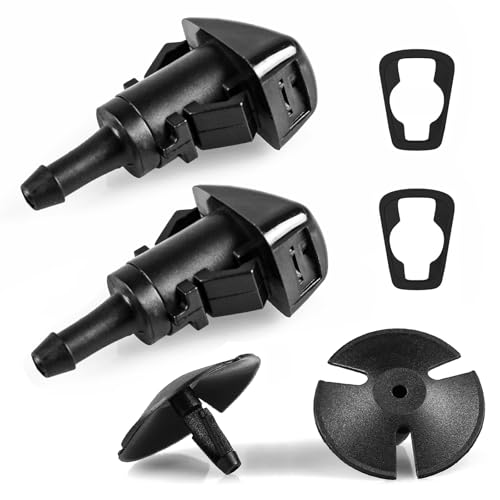 Xislet Windshield Washer Nozzle and Hood Insulation Retainers Windshield Sprayer Nozzle for Jeep Dodge Ram Chrysler Pt Cruiser Replaces OEM 5113049AA 4805742AB 4805742AC 55077460AA 2 Pack - Image 1
