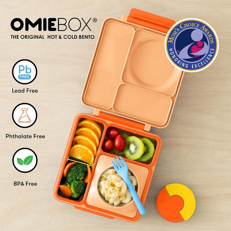 أومي OmieBox صندوق غداء بنتو للأطفال، وعاء ستانلس ستيل، 250 مل، (برتقالي الخشخاش) - Image 3