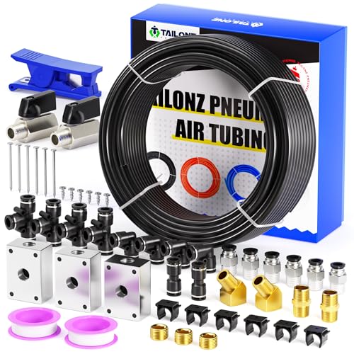 TAILONZ PNEUMATIC Air Line DOT 1/2 inch od Black Pneumatic Nylon Tube 100ft/32Meter Air Brake Tubing Nylon Hose - Image 1