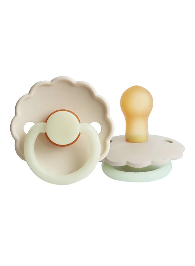 FRIGG Daisy Night Latex Baby Pacifier, 0-6 Months, Pack of 1, Size 1 - Cream Night