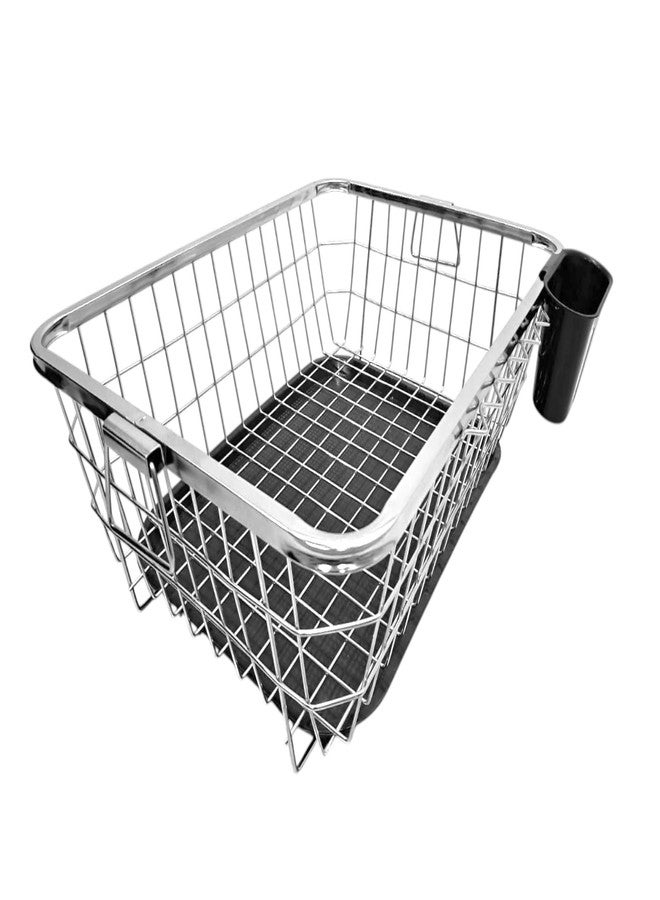 Tinbell Stainless Steel Kitchen Dish Drying Rack with Draining Tray and Spoon Holder, Utensil Basket/Plate Stand/Bartan Basket/Dish Rack, Durable and Rust-Free (Silver) - Image 2