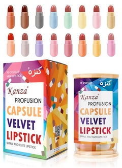 16 Pieces Mini Matte Lipsticks, Cute Capsule Waterproof Lipsticks Long Lasting Mini Capsules Lipstick Velvet Matte Lipstick Set