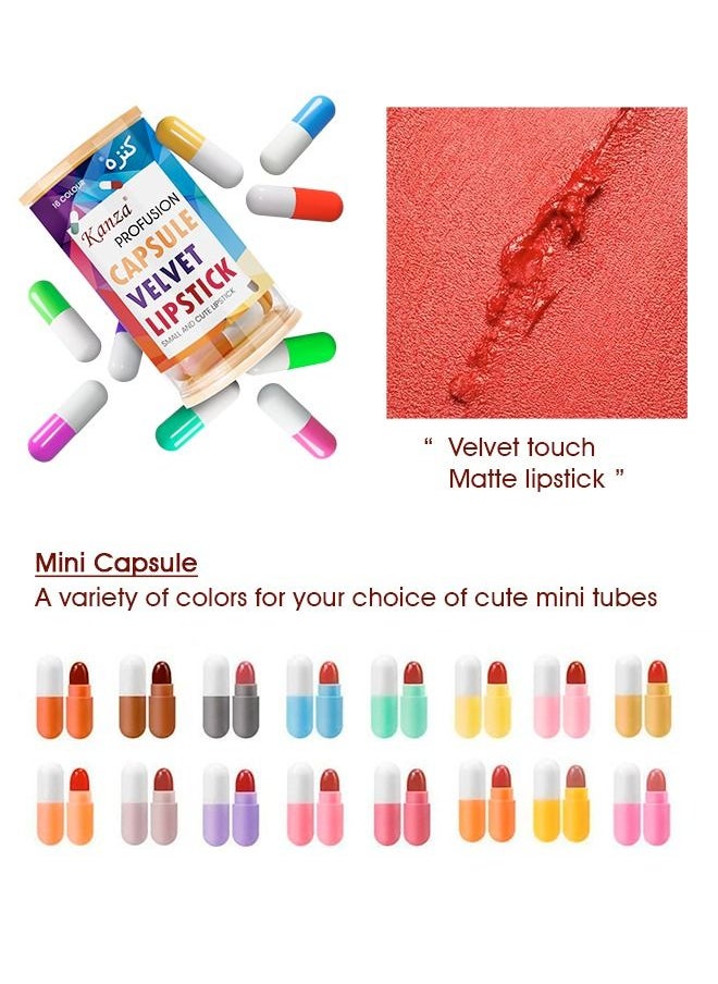 Kanza - 16 Pieces Mini Matte Lipsticks, Cute Capsule Waterproof Lipsticks Long Lasting Mini Capsules Lipstick Velvet Matte Lipstick Set - Image 1