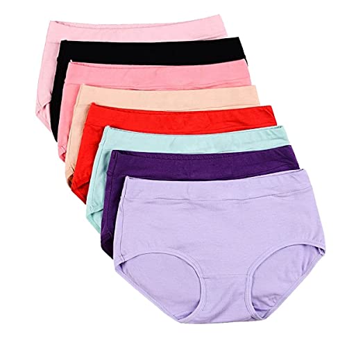 Buankoxy Women's 8 Pack Mid-Rise Stretch Cotton Panties, Assorted Colors(8 Assorted Colors,7) - Image 1