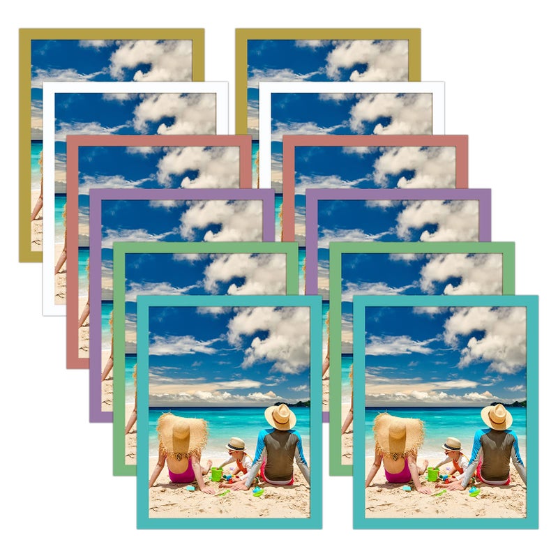 CRUGLA 12 Packs 8.5x11 Magnetic Picture Frames for Refrigerator Locker  8.5 by 11 Certificate Document Frame Bulk  Colored Peel  Stick Kids Artwork Holders for Fridge Dishwasher Whiteboard - Image 1