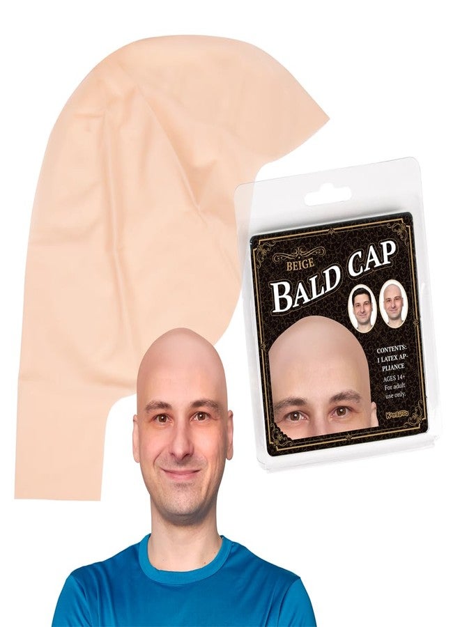 Kangaroo Latex Bald Cap for Adults - Tan Beige Realistic Head Skin Bald Cap Wig for Men and Women - Easter Party Costume Fake Hat - Makeup Accessory for Theatrical, Cosplay and Dress up Apparel - Image 3