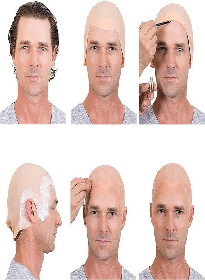 Kangaroo Latex Bald Cap for Adults - Tan Beige Realistic Head Skin Bald Cap Wig for Men and Women - Easter Party Costume Fake Hat - Makeup Accessory for Theatrical, Cosplay and Dress up Apparel - Image 5