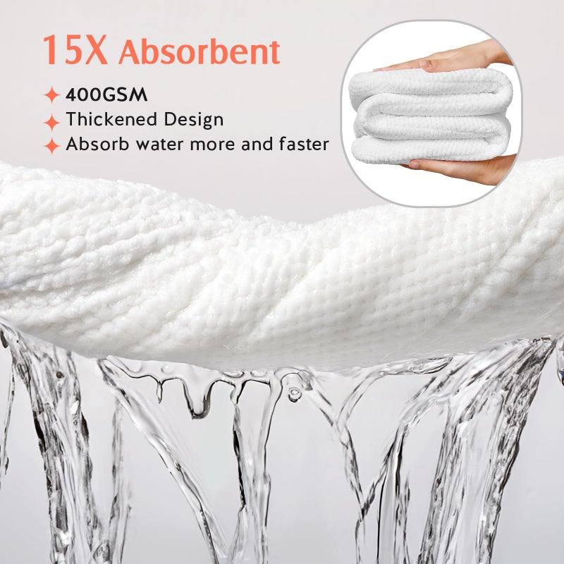 YFONG 2 Pack Microfiber Hair Towel Wrap for Women, Super Absorbent Quick Dry Hair Turban for All Hair Style Anti Frizz, Large Hair Drying Towel with Button - Image 2