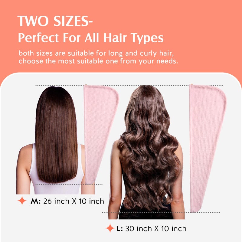 YFONG 2 Pack Microfiber Hair Towel Wrap for Women, Super Absorbent Quick Dry Hair Turban for All Hair Style Anti Frizz, Large Hair Drying Towel with Button - Image 4