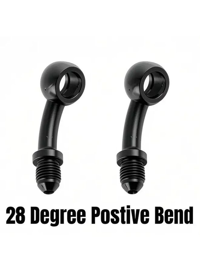 Set of 2 AN3 Banjo Adapters 28 Degree Positive Bending for Motorcycle Hydraulic Oil Pipe - Image 1