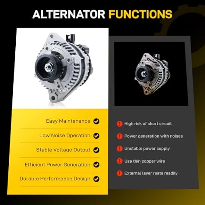 EnTurbo Alternator Compatible with 2005-2007 Honda Odyssey,2005-2008 Pilot,2006-2008 Ridgeline,2003-2009 Acura MDX 3.5L 3.7L,2005-2008 RL,2004-2008 TL Replace 11150 11150N 31100-RDJ-A01 AND0339 VND0339 - Image 5