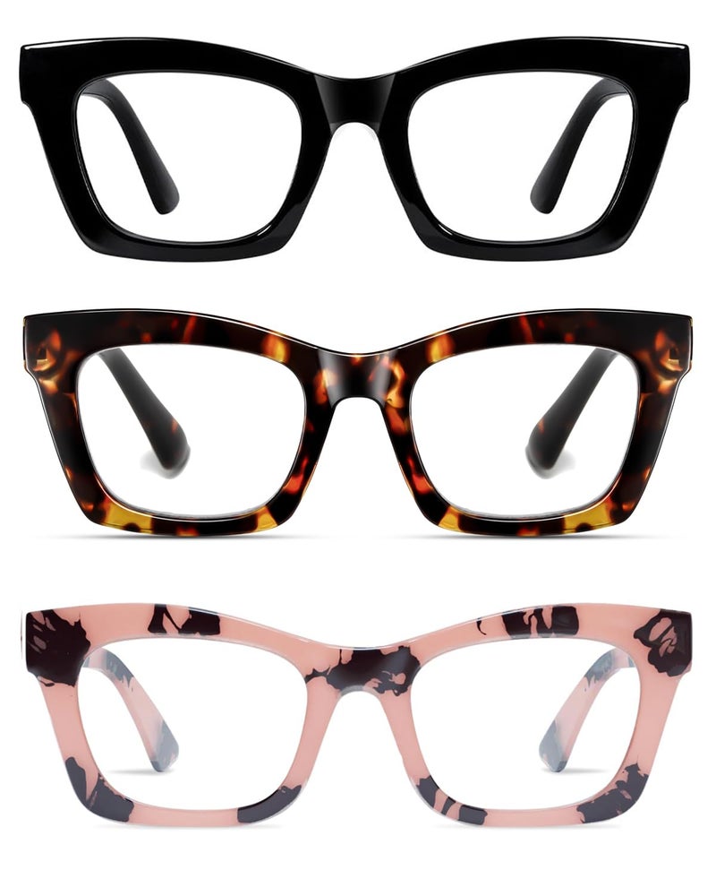 Hubeye Oprah Style Reading Glasses for Women Men Blue Light Blocking Computer Square Readers with Spring Hinge BlackPink TortoiseshellTortoiseshell15 - Image 3