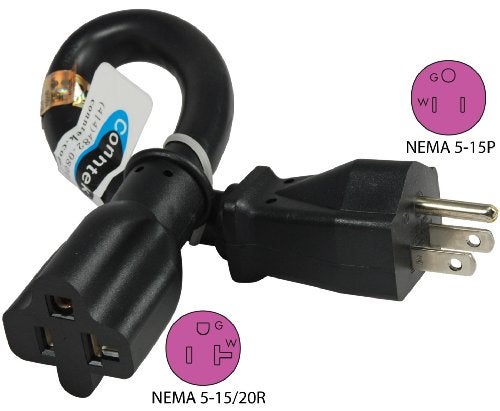 Conntek P515520 NEMA 5-15P to 5-15/20R Extra Heavy Duty Pigtail Adapter, UL Listed - Image 2