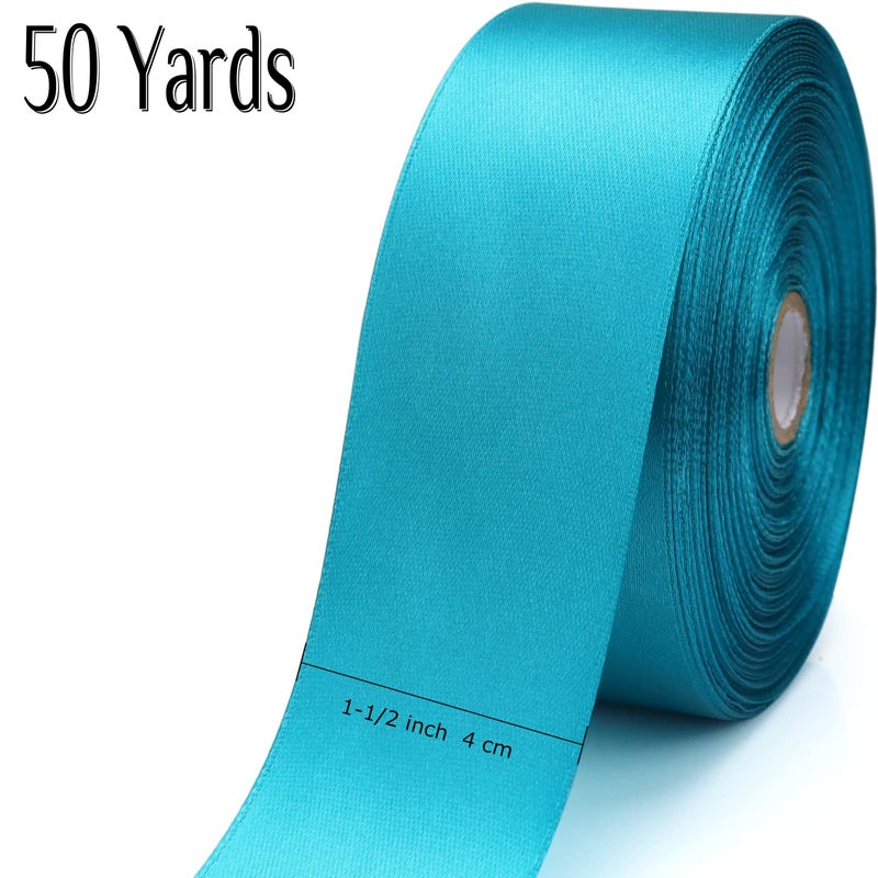 Nsilu 1-1/2 Inch  Peacock Blue Ribbon For Gift Wrapping 50 Yards Perfect Wedding Party Wreath Sewing Diy Hair Accessories Decoration Floral Hair Balloons Other Projects - Image 2