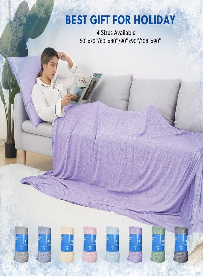 HOMFINE Cooling Blankets for Hot Sleepers - Summer Blanket Thin Lightweight Breathable Soft Double Side Enhanced Cooling for Bed Couch Sofa, Keep Cool for Night Sweats (Purple, 50 x 70 inches) - Image 5