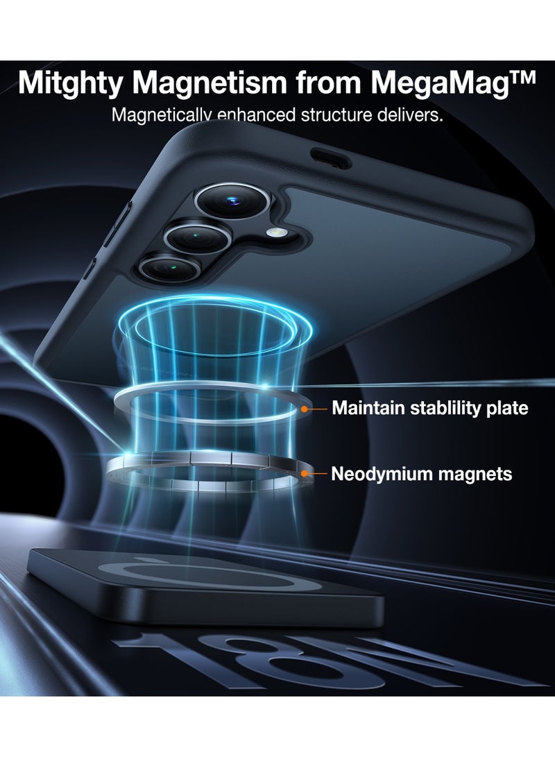 حافظة مضادة للصدمات مغناطيسية مصممة لهاتف سامسونج جالاكسي S24 بلس، مختبرة وفق معايير عسكرية، متوافقة مع شاحن ماغسيف، حافظة شفافة رقيقة صلبة لحافظة S24 بلس، سوداء - Image 3