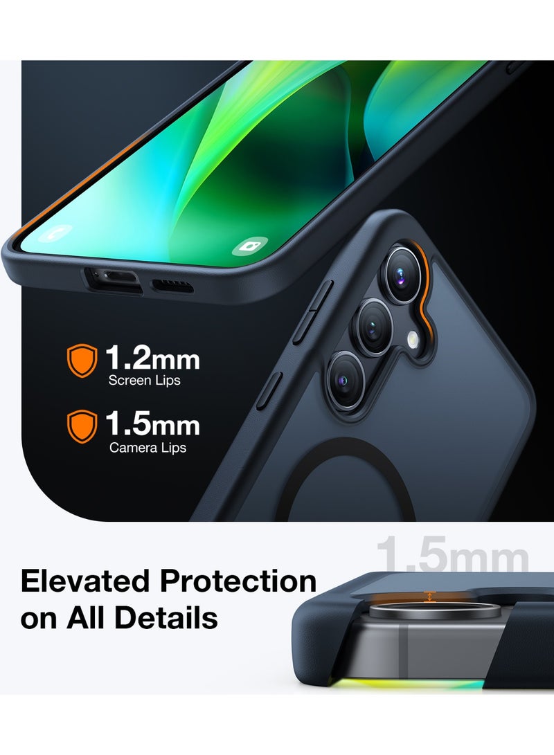 حافظة مضادة للصدمات مغناطيسية مصممة لهاتف سامسونج جالاكسي S24 بلس، مختبرة وفق معايير عسكرية، متوافقة مع شاحن ماغسيف، حافظة شفافة رقيقة صلبة لحافظة S24 بلس، سوداء - Image 2