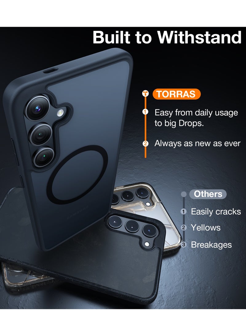 حافظة مضادة للصدمات مغناطيسية مصممة لهاتف سامسونج جالاكسي S24 بلس، مختبرة وفق معايير عسكرية، متوافقة مع شاحن ماغسيف، حافظة شفافة رقيقة صلبة لحافظة S24 بلس، سوداء - Image 4