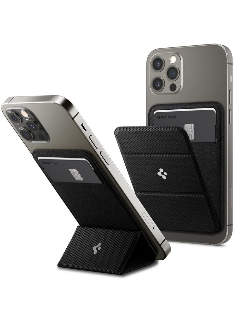 Spigen Smart Fold (MagFit) Magnetic Wallet Card Holder with Kickstand compatible with MagSafe case and iPhone 17 series, iPhone 16/15/14/13/12 Series - Black - Image 1