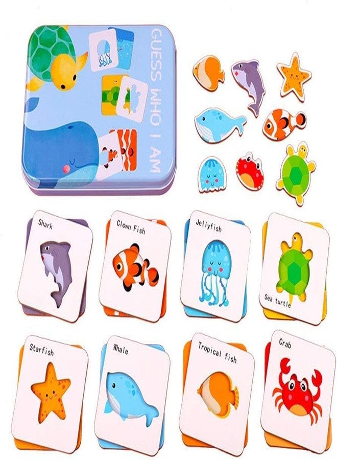 BeFunky Wooden Puzzle Memory Game, Memory & Matching Pairs Card Game, Montessori Educational Toy from 1-3 Years, Perfect for Birthday/Return Gifts (Ocean) - Image 1