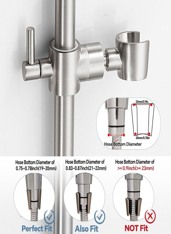 YDmeet Shower Slide Bar Adjustable Handheld Shower Head Holder Wall Mount - 15inch All-Metal Shower Head Slide Bar Compatible with Bathroom Drill Free Glue Installation - Brushed - Image 3