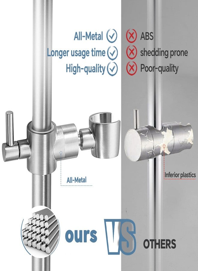 YDmeet Shower Slide Bar Adjustable Handheld Shower Head Holder Wall Mount - 15inch All-Metal Shower Head Slide Bar Compatible with Bathroom Drill Free Glue Installation - Brushed - Image 5