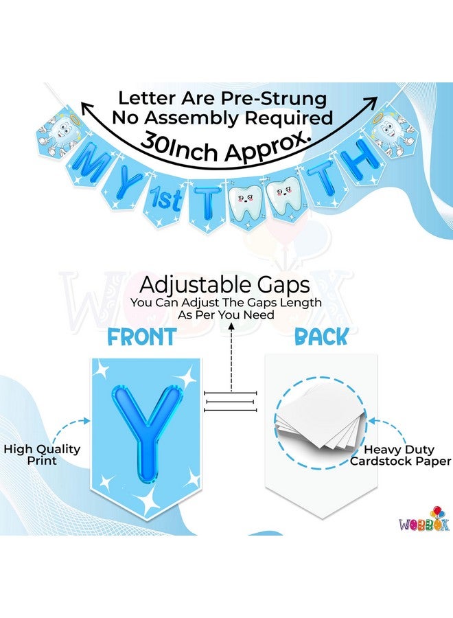 Wobbox My First Tooth Banner, First Tooth Banner, My First Tooth Decoration -Blue (FP4400) - Image 3