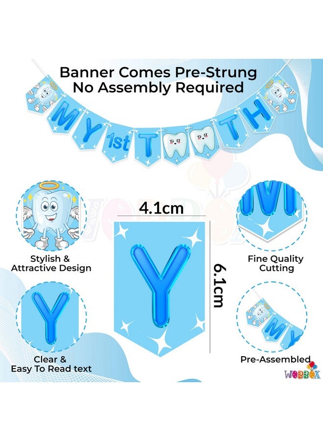 Wobbox My First Tooth Banner, First Tooth Banner, My First Tooth Decoration -Blue (FP4400) - Image 2