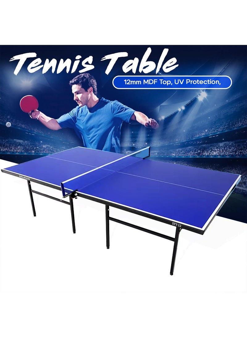 Sparnod Fitness طاولة تنس الطاولة الداخلية STT-12 | سطح MDF بسمك 12 مم مع حماية من الأشعة فوق البنفسجية | إطار فولاذي مقاوم للصدأ | تصميم قابل للطي - Image 4