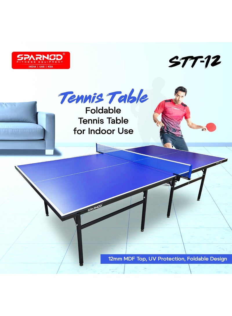 Sparnod Fitness طاولة تنس الطاولة الداخلية STT-12 | سطح MDF بسمك 12 مم مع حماية من الأشعة فوق البنفسجية | إطار فولاذي مقاوم للصدأ | تصميم قابل للطي - Image 2