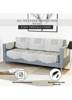 Kuber Industries Kuber Industries Sofa Cover | Net Sofa Slipcover Set | 5 Seater Sofa Cover with Arms for Hall | Couch Sofa Cover Set | Sofa Cover for Hall & Living Room D�cor | Zig Zag Printed | White  - Image 4