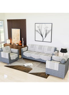 Kuber Industries Kuber Industries Sofa Cover | Net Sofa Slipcover Set | 5 Seater Sofa Cover with Arms for Hall | Couch Sofa Cover Set | Sofa Cover for Hall & Living Room D�cor | Zig Zag Printed | White  - Image 1