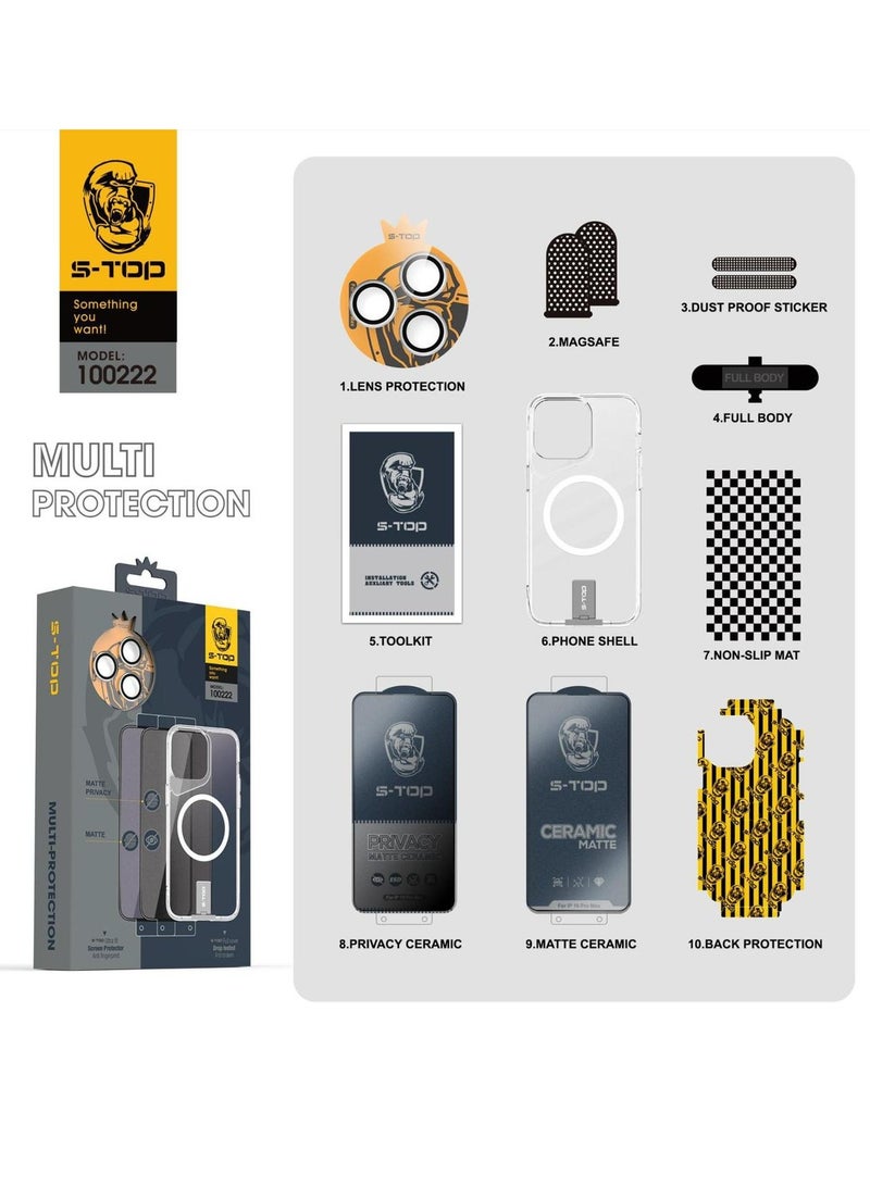 اس-توب بكج حماية 10 في 1 مضاد للتجسس لحماية الخصوصية يدعم الشحن ماج سيف شامل لهواتف آيفون 11 برو ماكس