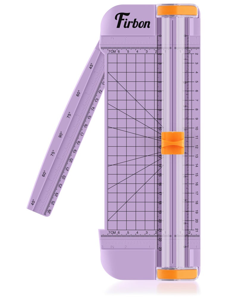 Firbon Purple A5 Paper Cutter, Straight Small Paper Trimmer with Side Ruler for Scrapbooking Craft, Paper, Coupon, Label, Cardstock - Image 1