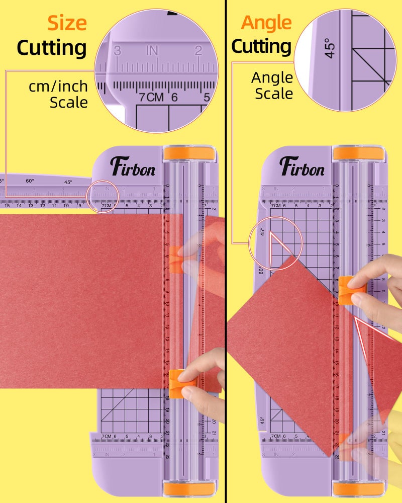 Firbon Purple A5 Paper Cutter, Straight Small Paper Trimmer with Side Ruler for Scrapbooking Craft, Paper, Coupon, Label, Cardstock - Image 4