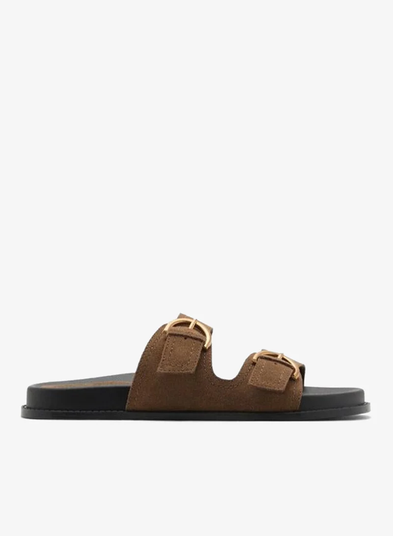 MANGO Flat leather sandals with buckles