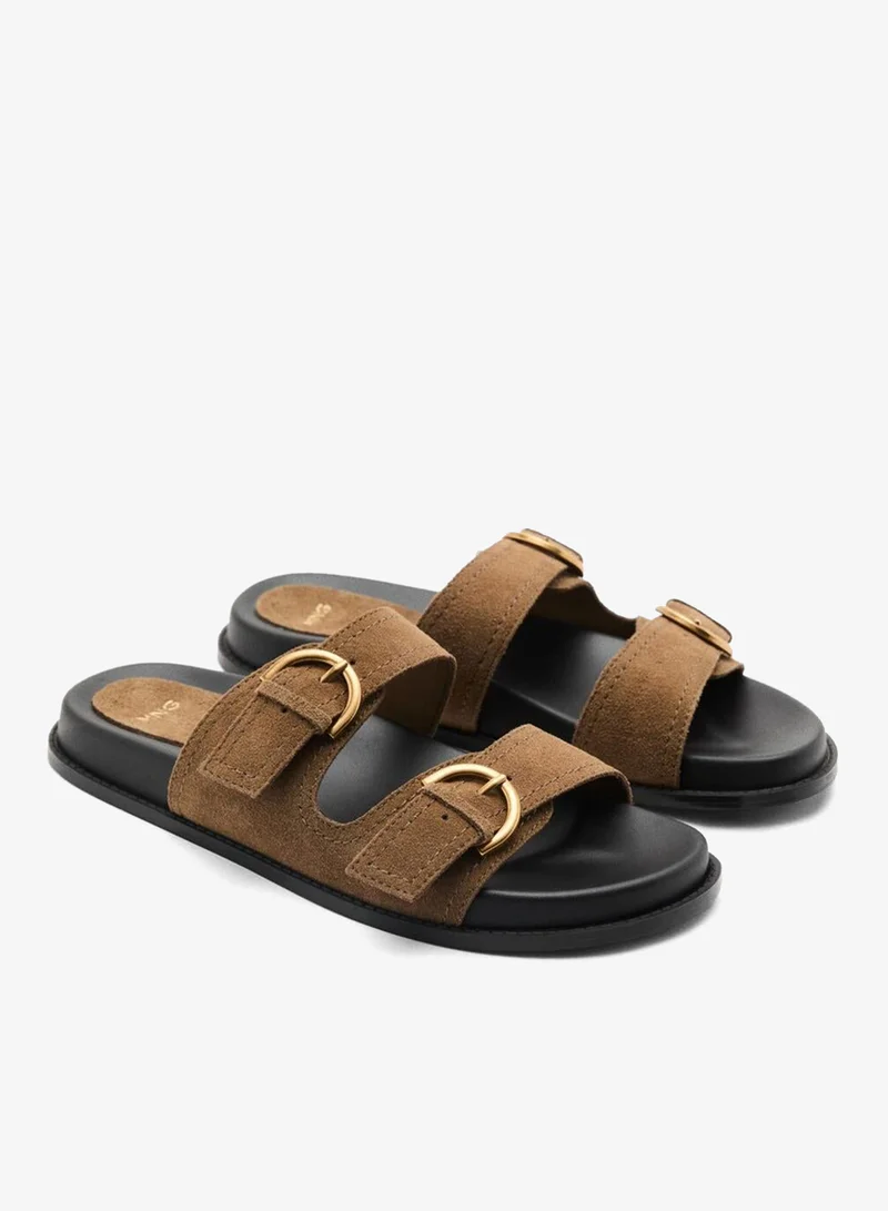 MANGO Flat leather sandals with buckles