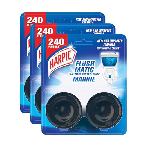 Harpic Flushmatic In-Cistern Toilet Cleaner Blocks, Marine - 100 g (Pack Of 3) | Lasts Upto 240 Flushes - Image 1