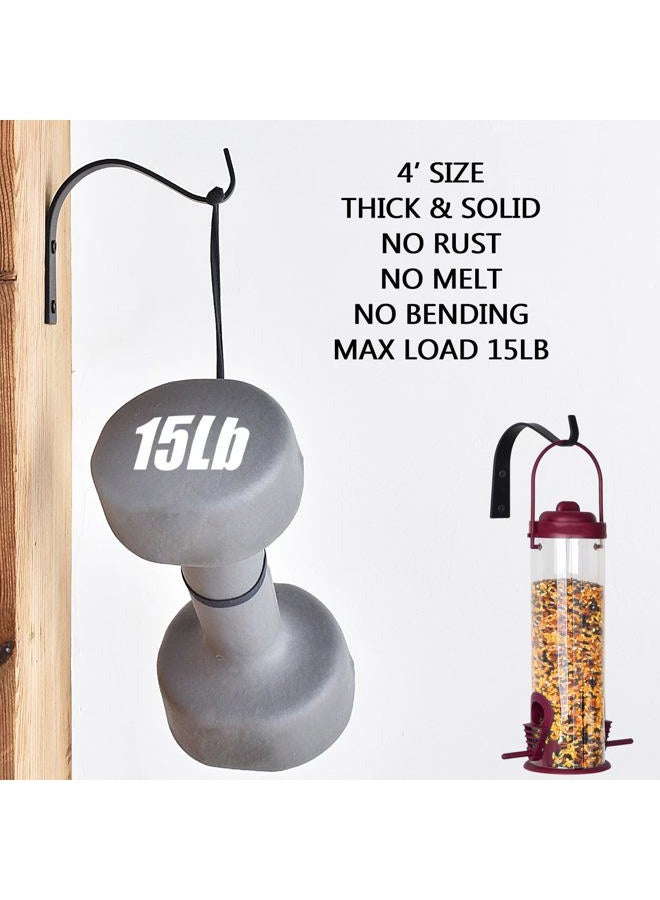 onsogi 4 Inch Iron Wall Hooks for Plant Hanger Bracket Indoor Outdoor, Wall Mount Rustic Decor for Light, Lanterns Fence, Bird Feeders, Wind Chimes - Image 4