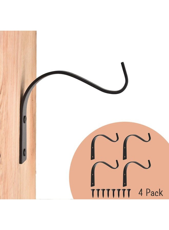 onsogi 4 Inch Iron Wall Hooks for Plant Hanger Bracket Indoor Outdoor, Wall Mount Rustic Decor for Light, Lanterns Fence, Bird Feeders, Wind Chimes - Image 1