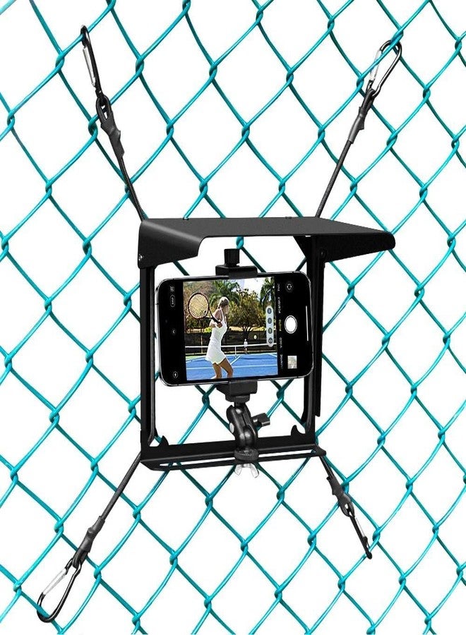 BUMOVE حامل هاتف BUMOVE مع ظل، مجموعة تثبيت لحامل الهواتف لـ iPhone، Mevo Start، GoPro وكاميرات الحركة الأخرى، لتسجيل مباريات البيسبول، الهوكي، سوفتبول والتنس (أسود) - Image 1