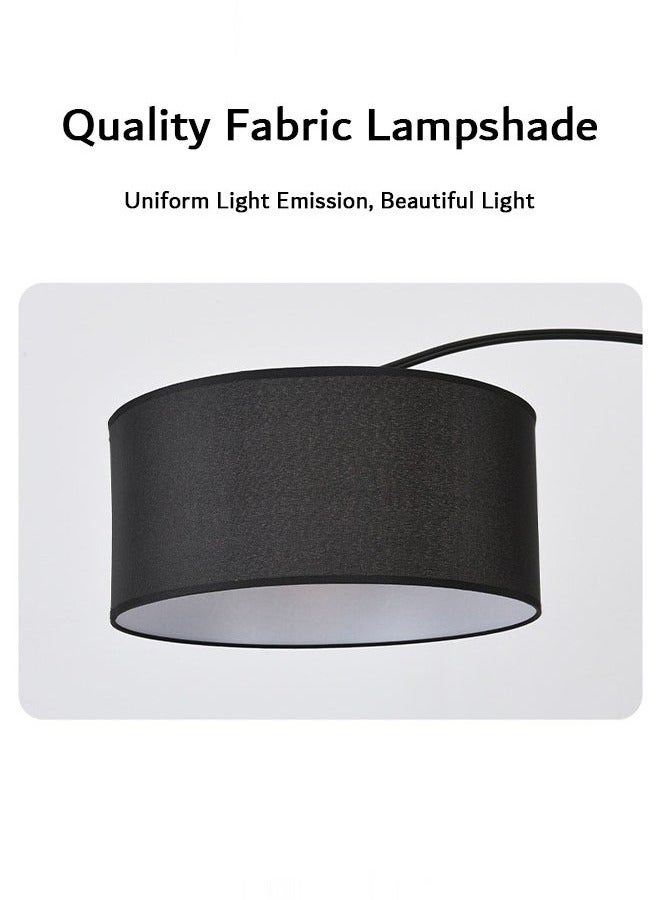 HOMESTAR Modern Floor Lamp, Standing Light with Metal Coffee Table, Fabric Lamp Shade Marble Base Warm Light E27 Bulb 18W  - Image 2