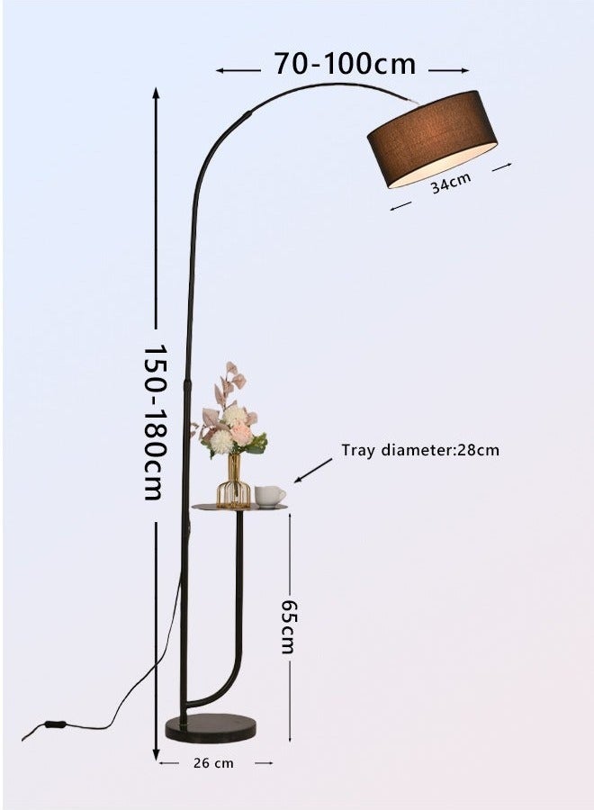 HOMESTAR Modern Floor Lamp, Standing Light with Metal Coffee Table, Fabric Lamp Shade Marble Base Warm Light E27 Bulb 18W  - Image 5