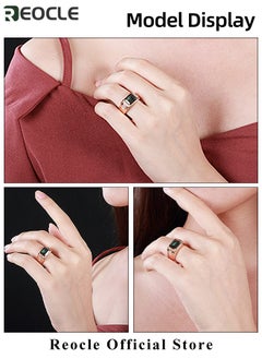 REOCLE Men's Gem Ring Gold Plated Stainless Steel Signet Ring with Square Cut Agate Luxury Thumb Ring for Father Dad and Gentlemen as Gifts  - Image 5