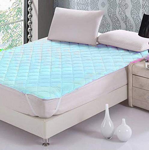 UNGROL Jaipur Linen Cotton 100TC Mattress Protector Twin Sky Blue - Image 1