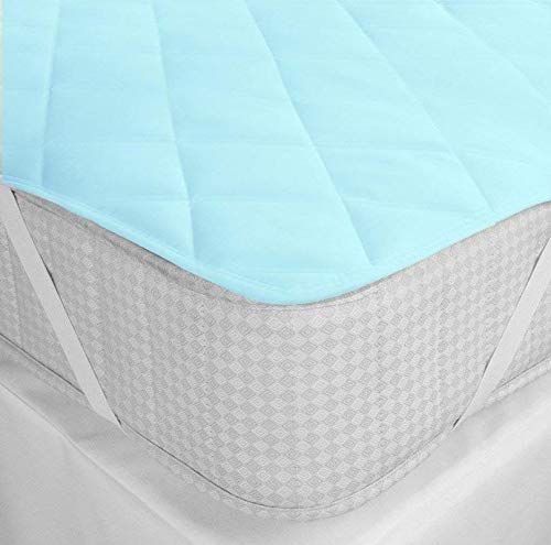 UNGROL Jaipur Linen Cotton 100TC Mattress Protector Twin Sky Blue - Image 2