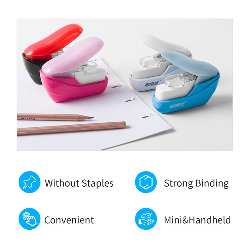 Stapleless Stapler: Red Compact Design - Strong Staple-Free Binding Small Stapler for Home Office On-The-Go Use - Image 5