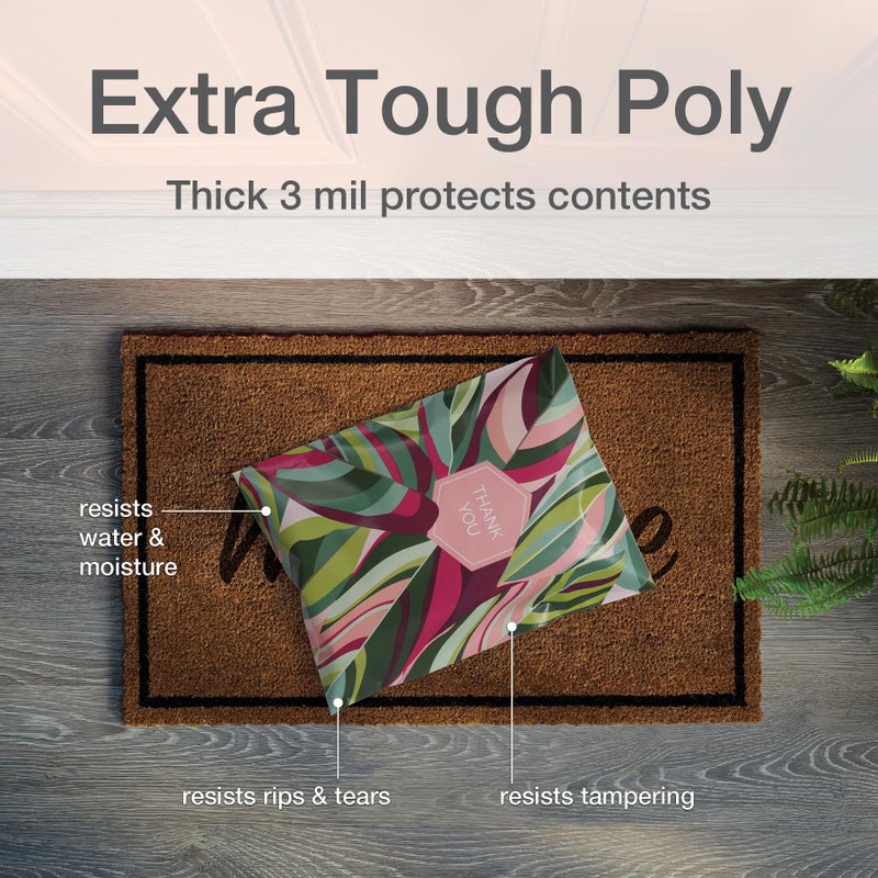 Quality Park Thank You Poly Mailers, 10 x13 Inch Shipping Envelopes, 100 Pack, Self Seal, Waterproof Shipping Bags for Clothing, Leaf (QUA89300) - Image 3