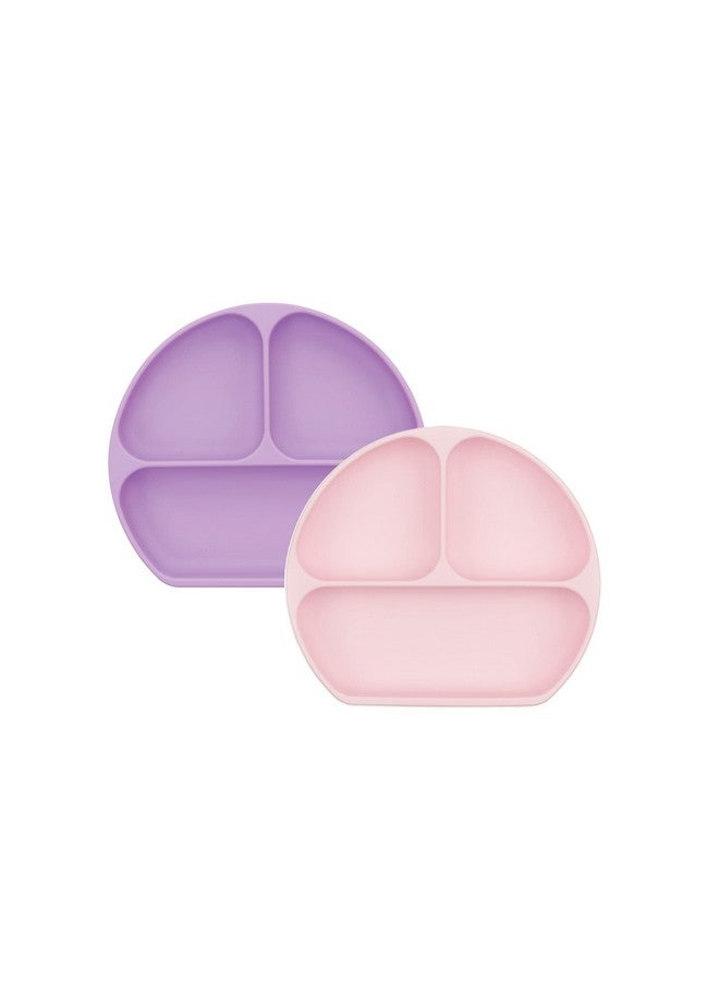 BUMKiNs Toddler And Baby Suction Plate, Silicone Divided Grip Dish For Babies And Kids, Baby Led Weaning, Children Feeding Supplies, Non Skid Bottom, Platinum Silicone, 6 Months Up, Lavender And Pink - Image 1