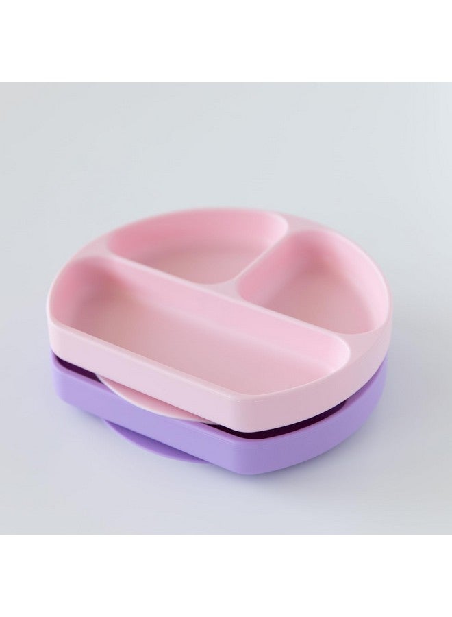 BUMKiNs Toddler And Baby Suction Plate, Silicone Divided Grip Dish For Babies And Kids, Baby Led Weaning, Children Feeding Supplies, Non Skid Bottom, Platinum Silicone, 6 Months Up, Lavender And Pink - Image 2